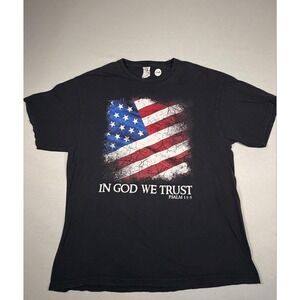Delta Shirt Mens XL Black In God We Trust Flag Graphic Tee Christian Patriotic